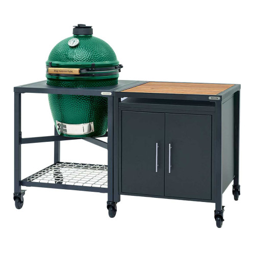 Гриль керамічний Big Green Egg L у столі з тумбою